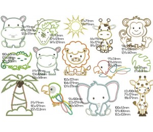 Stickdatei - Dschungeltiere Appli Papagei fliegend